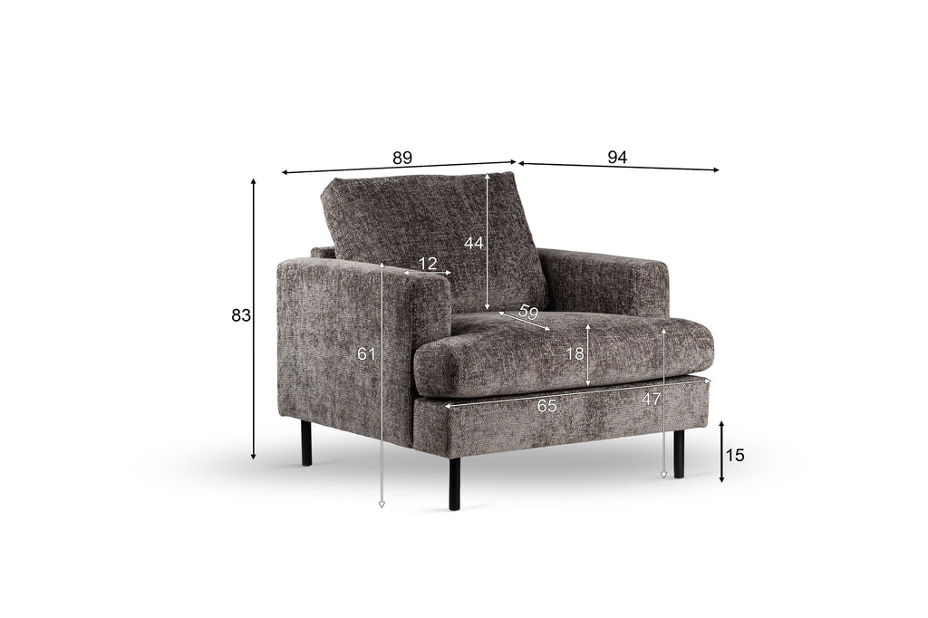 Niceey 1 zits fauteuil, stof Haga 16, E230 antraciet
