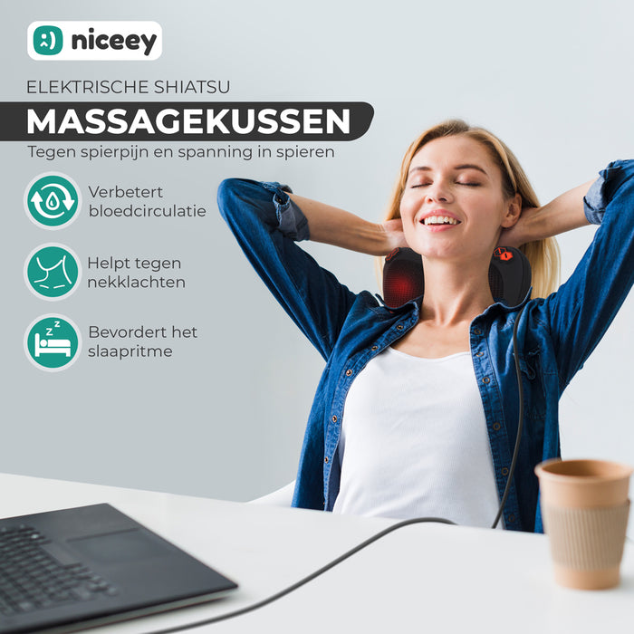 Niceey Massagekussen - Infrarood Therapie - Zwart