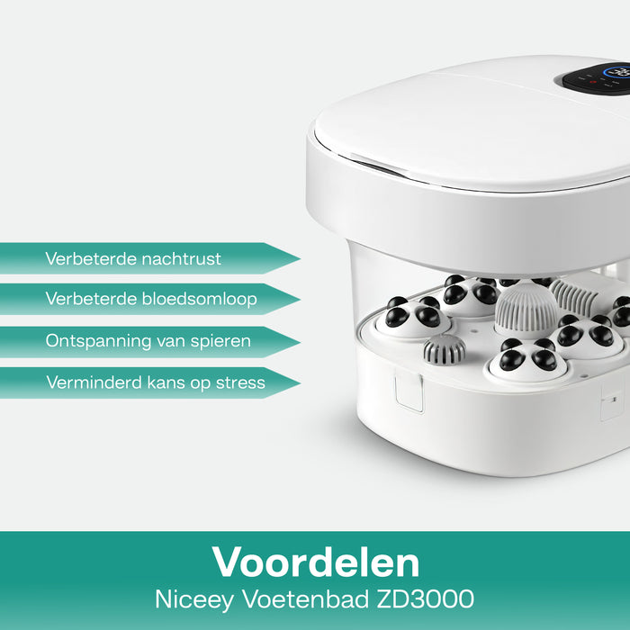 Niceey Massage Voetenbad ZD3000 - Opvouwbaar - Automatische Rollers - Wit