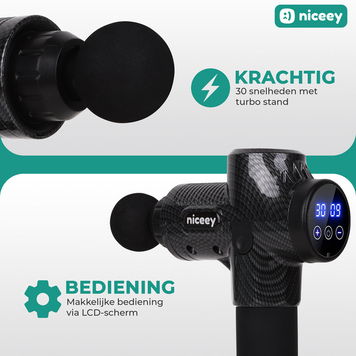 Niceey Professionele Massage Gun - Draadloos - Zwart