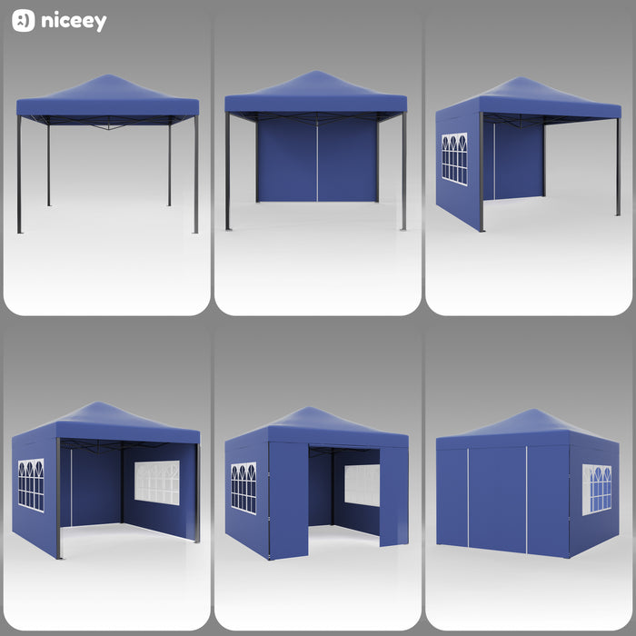 Niceey Partytent - 3x3m - Paviljoen - Opvouwbaar en Waterdicht - Easy Up - Draagtas met Wielen - Donkerblauw