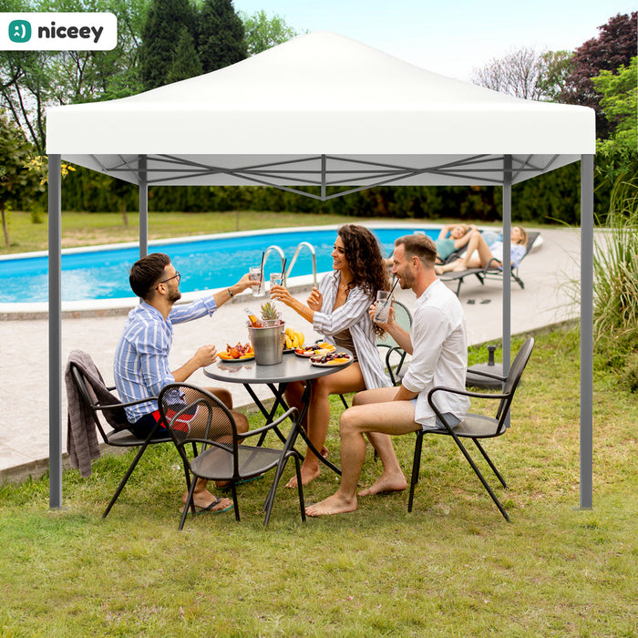 Niceey Partytent - 3x3m - Paviljoen - Opvouwbaar en Waterdicht - Easy Up - Draagtas met Wielen - Wit