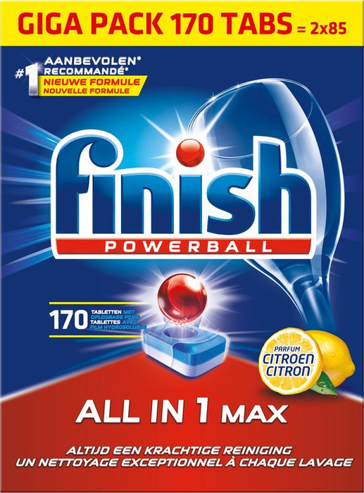 Finish Powerball All in 1 Max Citroen Vaatwastabletten - 170 Tabs - Jaarverpakking - Voordeelverpakking