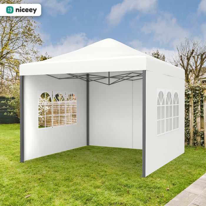 Niceey Partytent - 3x3m - Paviljoen - Opvouwbaar en Waterdicht - Easy Up - Draagtas met Wielen - Wit