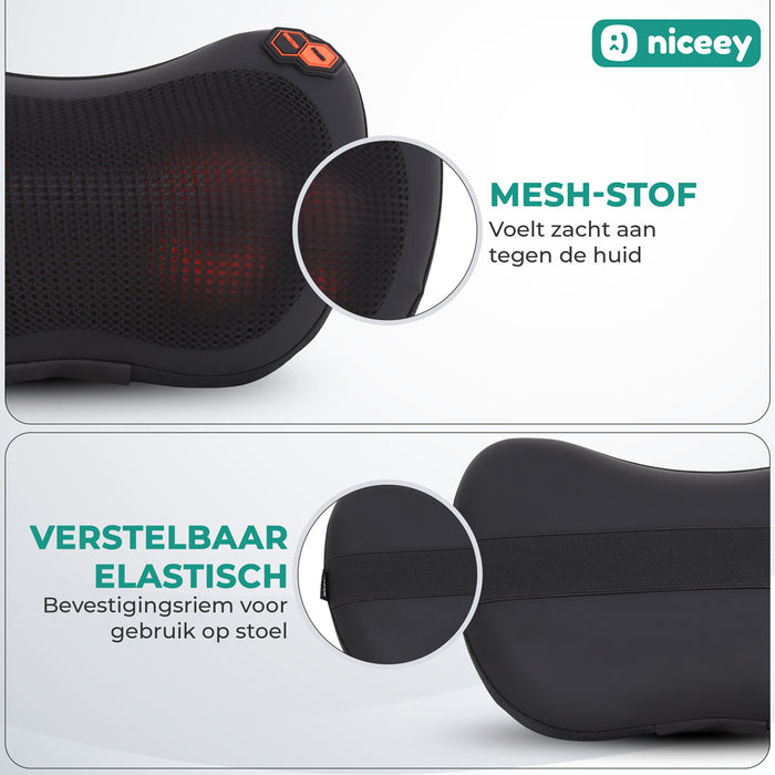 Niceey Massagekussen - Draadloos - Infrarood Therapie - Zwart