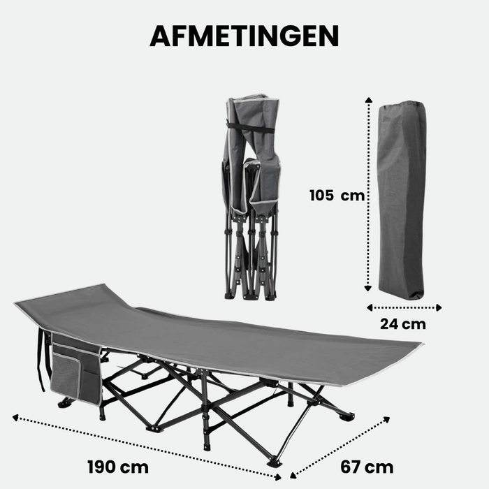 Niceey Veldbed - Ligbed - Vouwbaar - Grijs