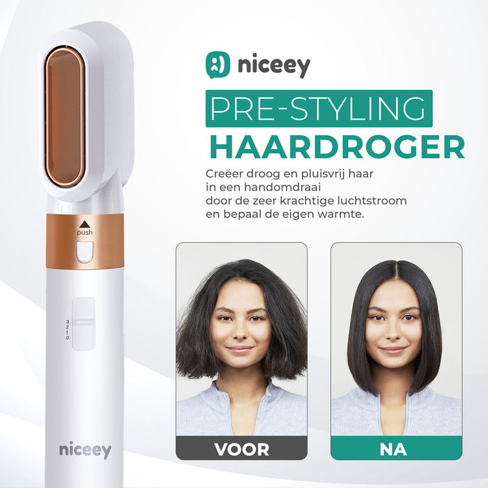 Niceey Fohnborstel - Multi Styler 5-in-1 Set - Stijlborstel - Krultang met Opzetstukken - Haardroger met Borstel - Met Handschoen - Krulborstel - Haarborstel