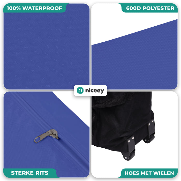 Niceey Partytent - 3x3m - Paviljoen - Opvouwbaar en Waterdicht - Easy Up - Draagtas met Wielen - Donkerblauw