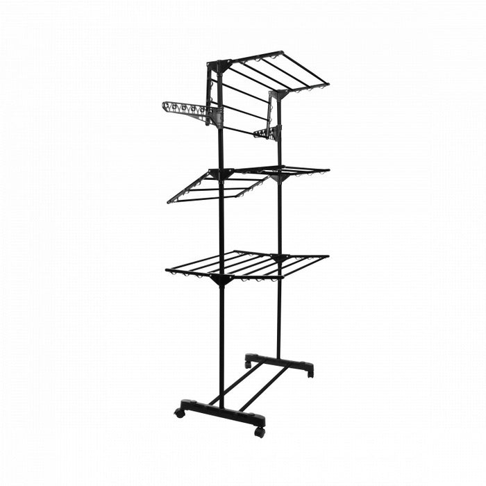 Niceey Droogtoren - 45m drooglengte - Op Wieltjes - Wasrek - Droogrek inklapbaar - Voor alle soorten ruimtes - Verstelbaar - Zwart