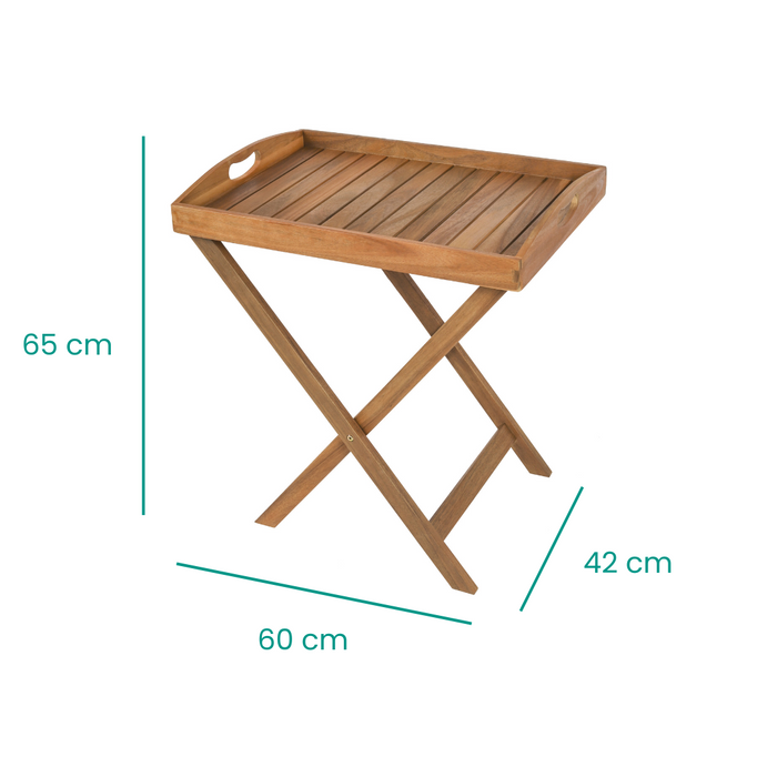 Niceey Tuintafel - Klaptafel- inklapbaar - Met Dienblad - Masssief Acacia Hout