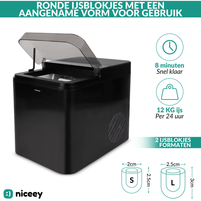 SENYA Ice cube machine, 2 sizes of ice cubes, up to 12 kg in 24 hours, tank 1.3 L, LED display, infrared detection, stainless steel SENYA Ice cube machine, 2 sizes of ice cubes, up to 12 kg in 24 hours, tank 1.3 L, LED display, infrared detection, stainless steel