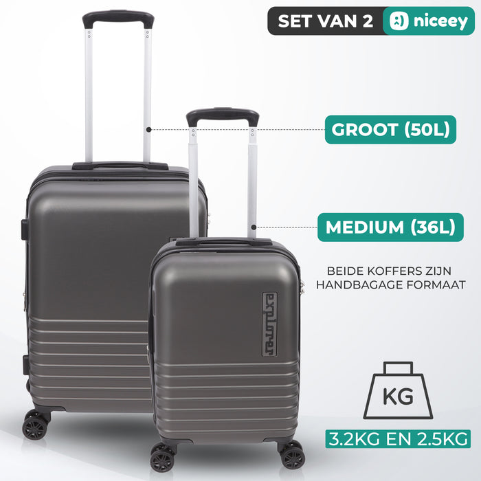 Niceey Kofferset - Trolleyset met TSA - Handbagage en Groot - Zwart