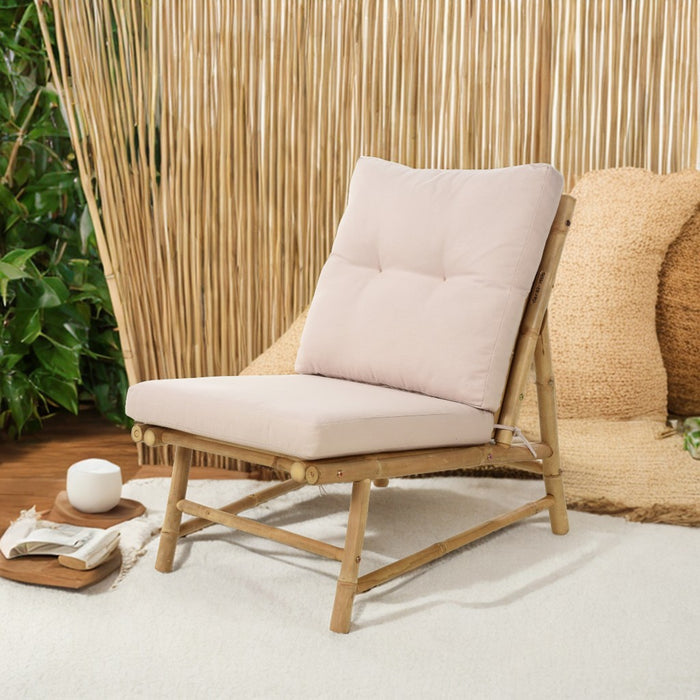 Niceey Tuinstoel met Kussens - Bamboe - Wit