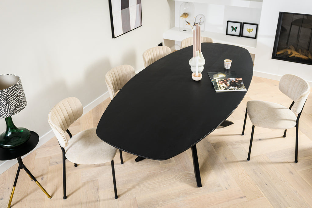 Niceey Eetkamertafel ovaal, 230x110 cm, M340 zwart