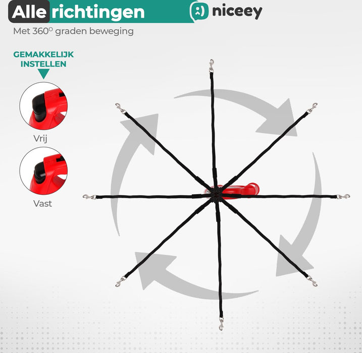 Niceey Hondenriem - 5 Meter - Rood