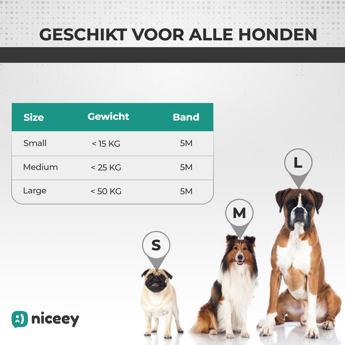 Niceey Hondenriem - 5 Meter - Rood