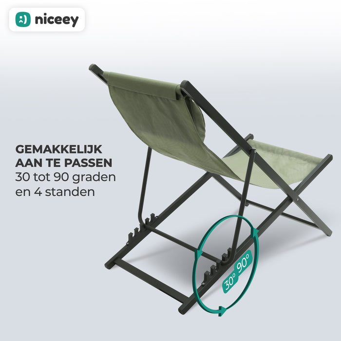 Niceey Ligstoel - Met Hoofdkussen - Groen