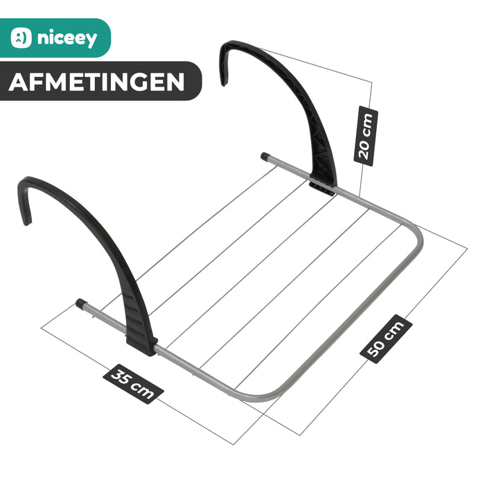 Niceey Droogrek Hangend - Wanddroogrek - Droogrek voor Deur - Wasrek Ophangbaar - 3m - Grijs