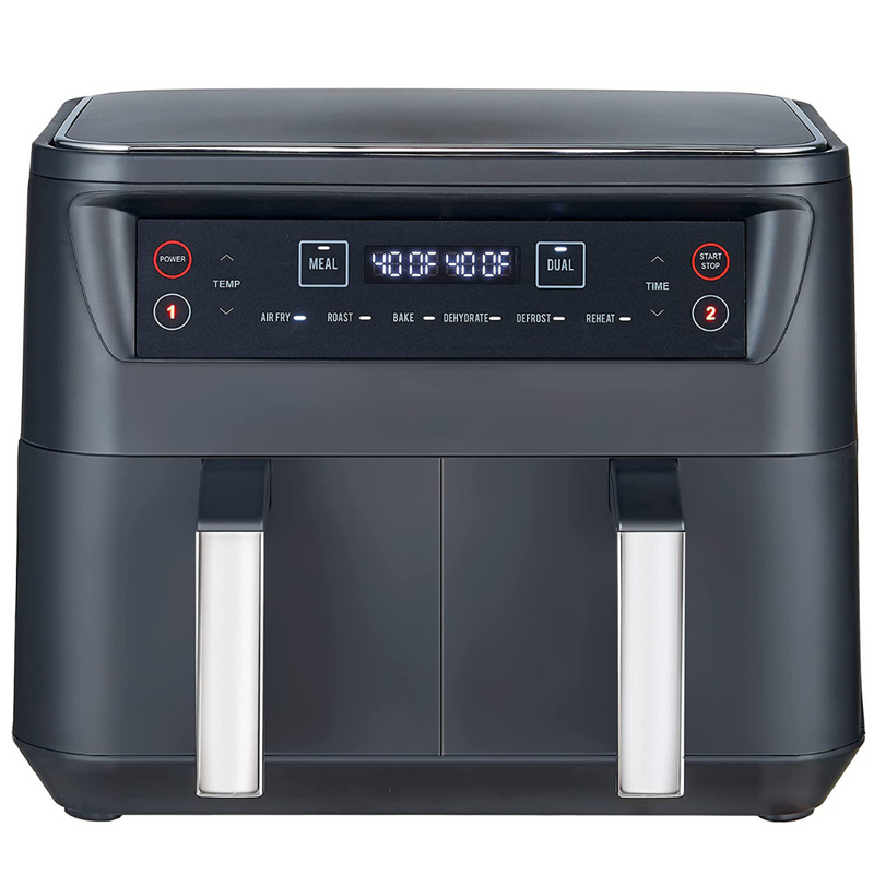Niceey Dubbele Airfryer XXL - Twee Kookvakken - 8.0 Liter - 2460 Watt - Incl. Kookboek - Dual Functie - Zwart