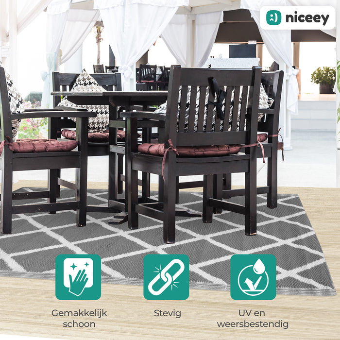 Niceey Buitenkleed - Tuintapijt - 120x180cm - Grijs/Wit