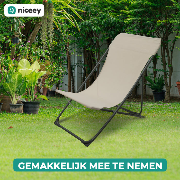 Niceey Ligstoel - Tuinstoel - Beige