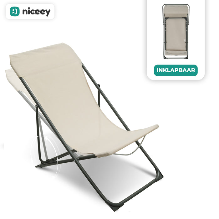 Niceey Ligstoel - Tuinstoel - Beige