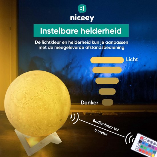 Niceey Maanlamp - 20cm - Meerdere Kleuren