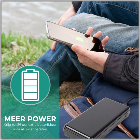 Niceey Powerbank - 30.000 mAh - voor Telefoons en Laptops  - Zwart