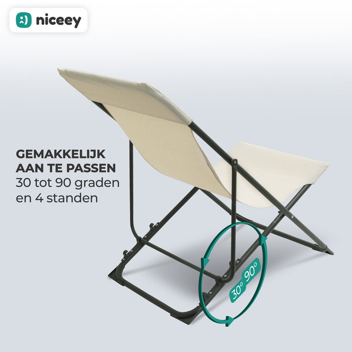 Niceey Ligstoel - Tuinstoel - Beige