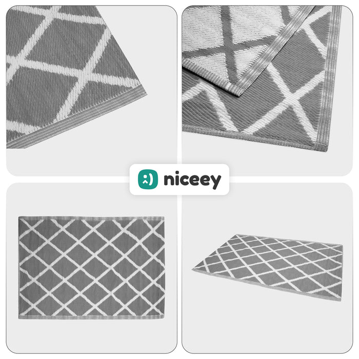 Niceey Buitenkleed - Tuintapijt - 120x180cm - Grijs/Wit