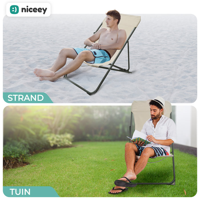 Niceey Ligstoel - Tuinstoel - Beige