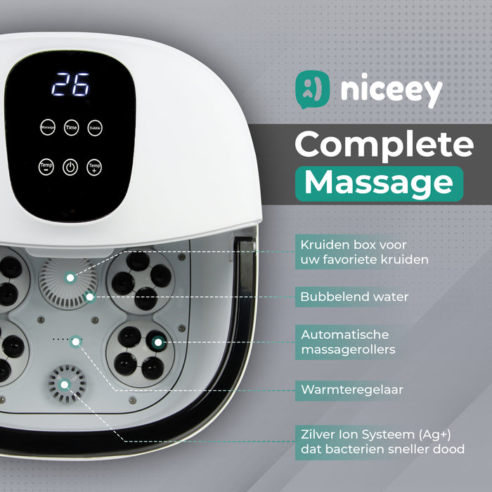 Niceey Massage Voetenbad 3XL – met Automatische  Rollers -  Wit