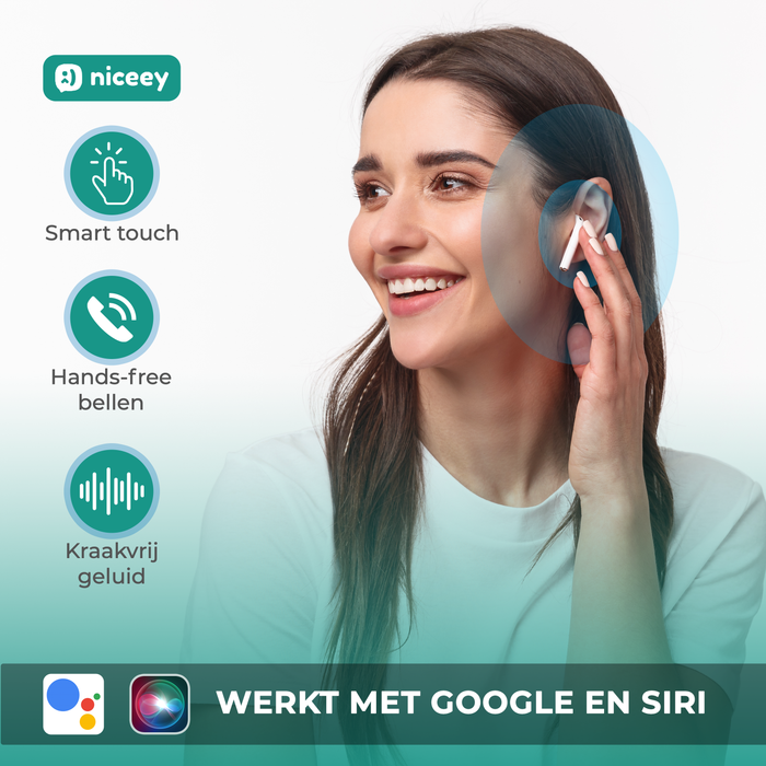 Niceey Draadloze Oordopjes - Bluetooth Oortjes - Wit