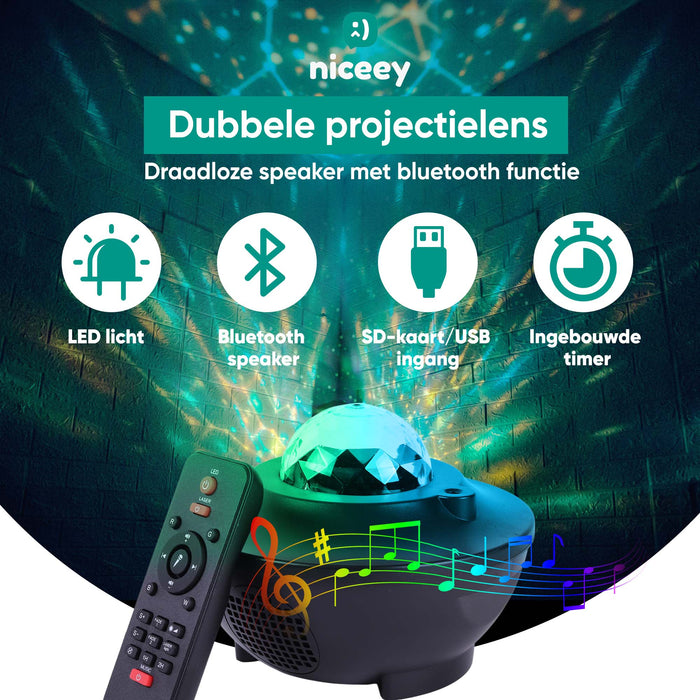 Niceey Sterrenprojector - Dimbaar - Zwart