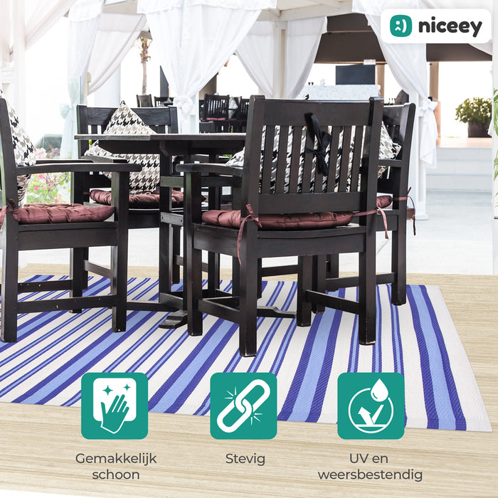 Niceey Buitenkleed - Tuintapijt - 120x180cm - Blauw/Wit