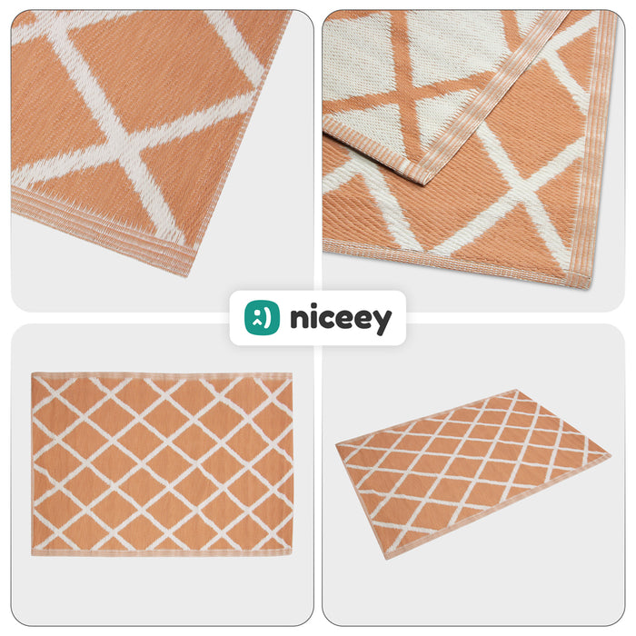 Niceey Buitenkleed - Tuintapijt - 120x180cm - Apricot/Wit